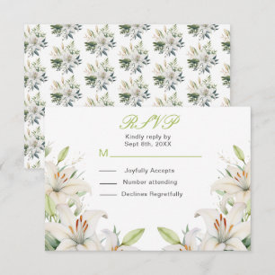 Tarjeta De Confirmación De Asistencia Flores de lirio blancas boda