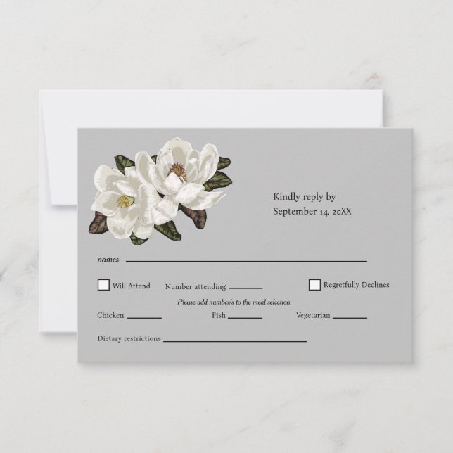 Tarjeta De Confirmación De Asistencia Flores de magnolia (Anverso)