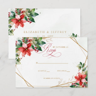 Tarjeta De Confirmación De Asistencia Flores de Nochebuena Boda de Navidad de Invierno