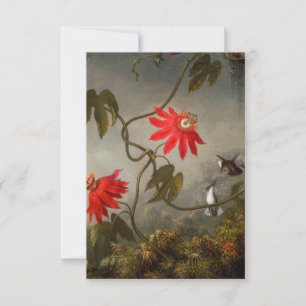 Tarjeta De Confirmación De Asistencia Flores de pasión con cabeza de Hummingbirds