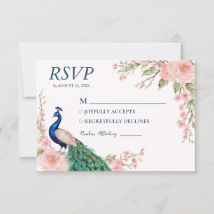Tarjeta De Confirmación De Asistencia Flores de pavo real acuáticas de moda