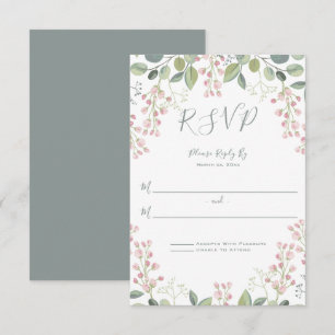 Tarjeta De Confirmación De Asistencia Flores de primavera Boda verde de menta floral ros