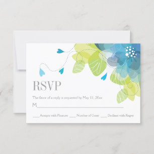 Tarjeta De Confirmación De Asistencia Flores de primavera delicadas azules boda floral R