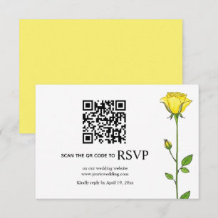 Tarjeta De Confirmación De Asistencia Flores de rosa amarilla Código QR boda floral