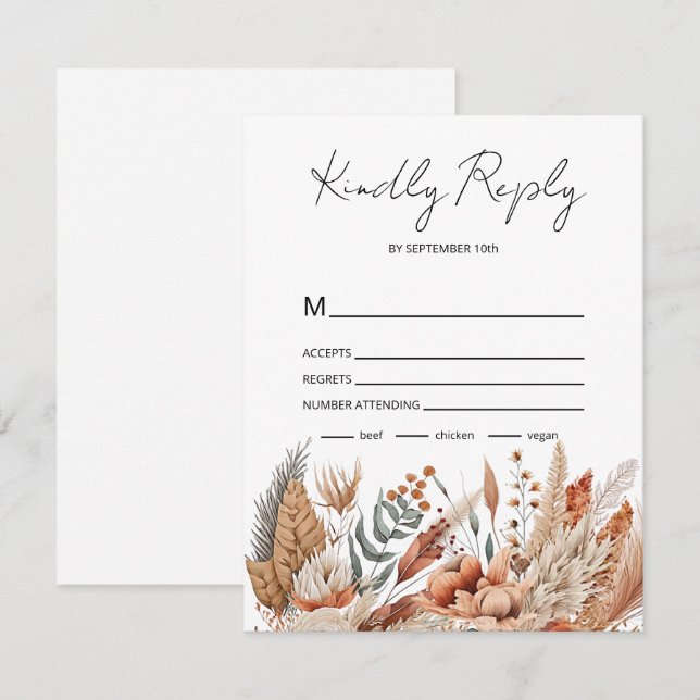 Tarjeta De Confirmación De Asistencia Flores de terracota acuarela (Anverso / Reverso)