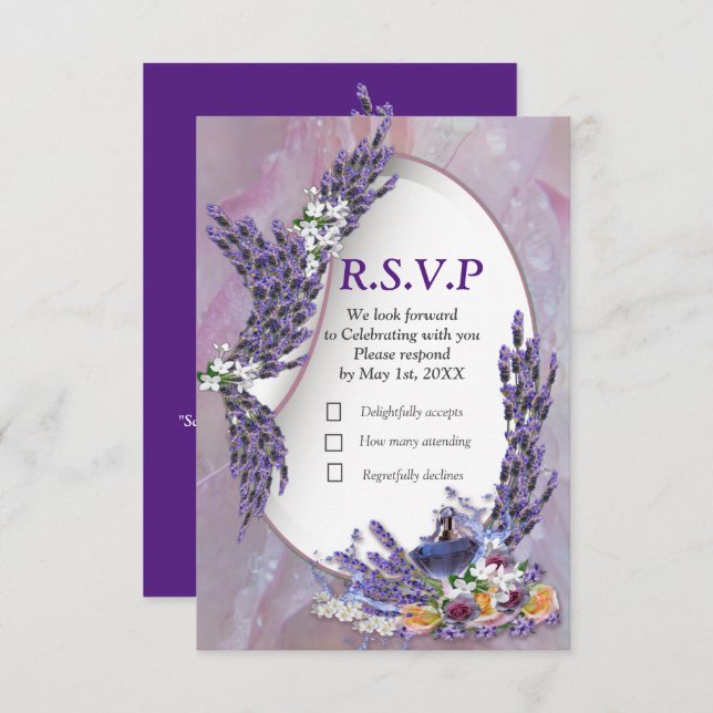 Tarjeta De Confirmación De Asistencia Flores de tubérculo y lavanda (Anverso / Reverso)