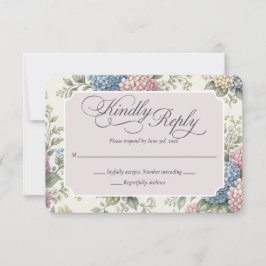 Tarjeta De Confirmación De Asistencia Flores delicadas de Hortensia Boda