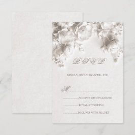 Tarjeta De Confirmación De Asistencia Flores esculturales blancas rosas silvestres