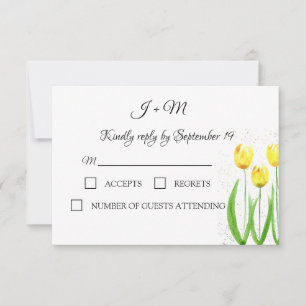 Tarjeta De Confirmación De Asistencia Flores florales amarillas Tulipanas Amarillas Boda