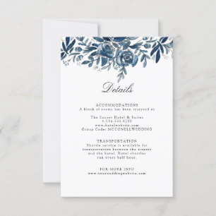 Tarjeta De Confirmación De Asistencia Flores índigo boda detalles tarjeta del recinto