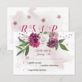 Tarjeta De Confirmación De Asistencia flores mauve rosadas botánicas