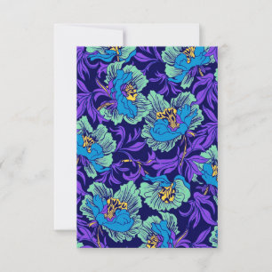 Tarjeta De Confirmación De Asistencia Flores moradas y azules William Morris