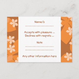 Tarjeta De Confirmación De Asistencia Flores naranjas. Patrón floral retro.