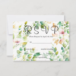 Tarjeta De Confirmación De Asistencia Flores naturales de acuarela verde elegante