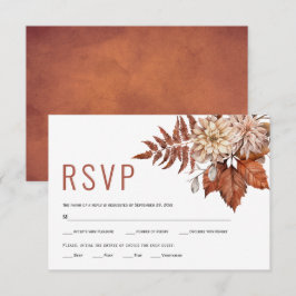 Tarjeta De Confirmación De Asistencia Flores otoñales terracota floral otoño boda