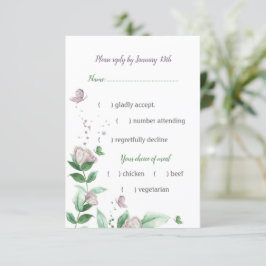 Tarjeta De Confirmación De Asistencia flores púrpuras hojas verdes