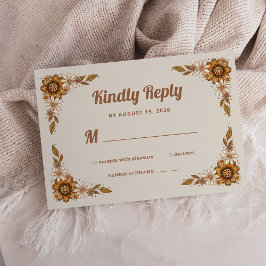 Tarjeta De Confirmación De Asistencia Flores retro Boho | BODA