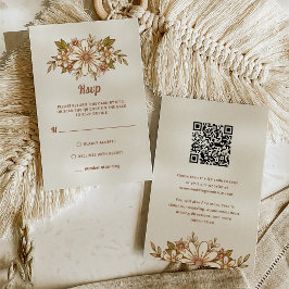 Tarjeta De Confirmación De Asistencia Flores retro | Código QR combinado y tradicional