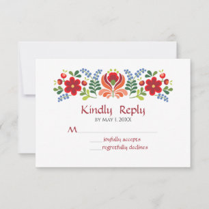 Tarjeta De Confirmación De Asistencia Flores rojas de diseño húngaro