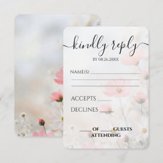Tarjeta De Confirmación De Asistencia Flores rojas suaves personalizadas para boda