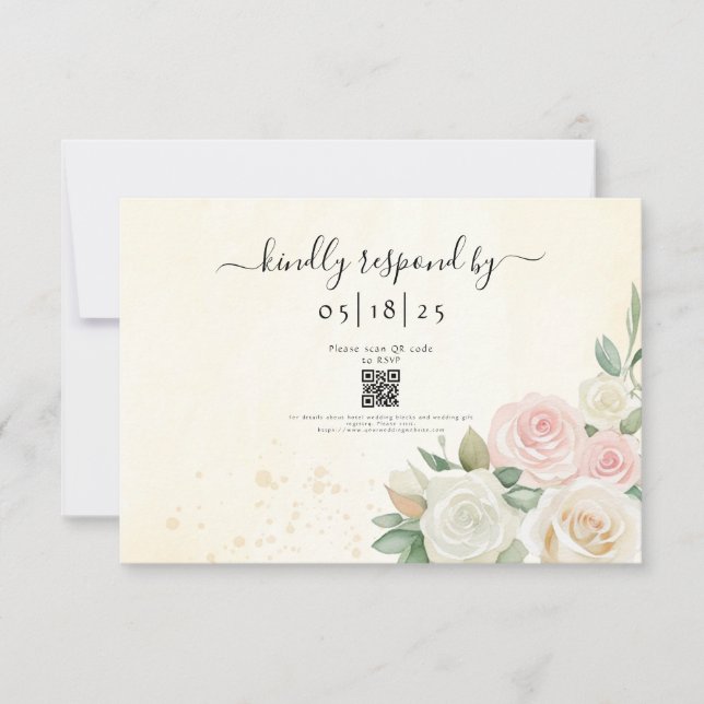 Tarjeta De Confirmación De Asistencia Flores rosa y blanca (Anverso)