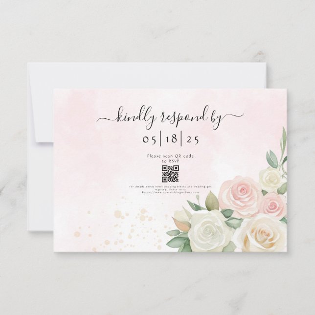 Tarjeta De Confirmación De Asistencia Flores rosa y blanca (Anverso)