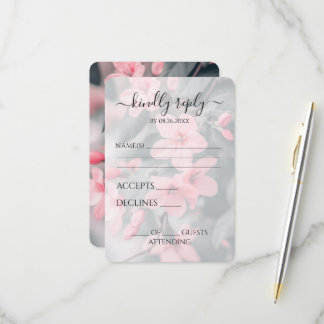 Tarjeta De Confirmación De Asistencia Flores rosadas personalizadas Bodas bonitas