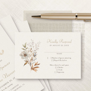 Tarjeta De Confirmación De Asistencia Flores salvajes otoño elegante matrimonio