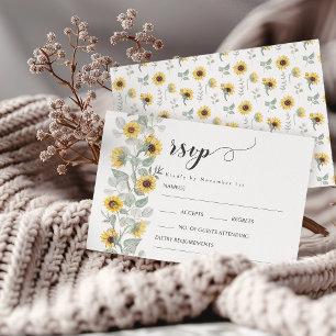 Tarjeta De Confirmación De Asistencia Flores silvestres amarillas girasoles Boda Tarjeta