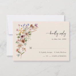 Tarjeta De Confirmación De Asistencia Flores Silvestres Boho Vintage