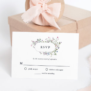 Tarjeta De Confirmación De Asistencia Flores silvestres botánicas Boda elegante