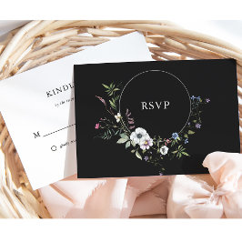 Tarjeta De Confirmación De Asistencia Flores silvestres botánicas oscuras | Boda elegant
