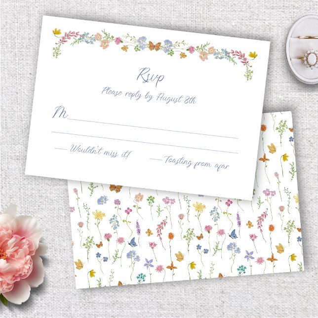 Tarjeta De Confirmación De Asistencia Flores Silvestres Caprichosas (Whimsical Wildflowers RSVP Card
)