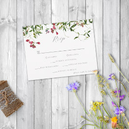 Tarjeta De Confirmación De Asistencia Flores silvestres caprichosas y vegetación