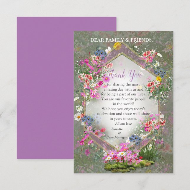Tarjeta De Confirmación De Asistencia Flores silvestres Cosmos (Anverso / Reverso)