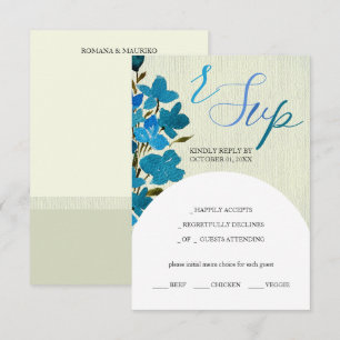 Tarjeta De Confirmación De Asistencia Flores silvestres de color azul artificial