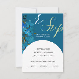 Tarjeta De Confirmación De Asistencia Flores silvestres de color azul artificial