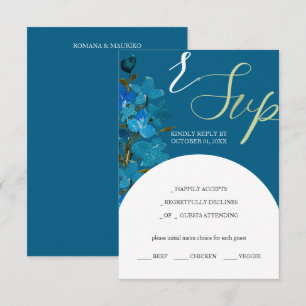 Tarjeta De Confirmación De Asistencia Flores silvestres de color azul artificial