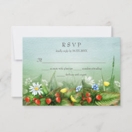 Tarjeta De Confirmación De Asistencia Flores silvestres de fresas silvestres pradera cie