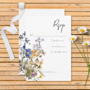 Tarjeta De Confirmación De Asistencia Flores silvestres de pradera rústica color morado