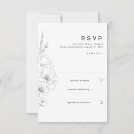 Tarjeta De Confirmación De Asistencia Flores silvestres dibujando elegante boda mínima R