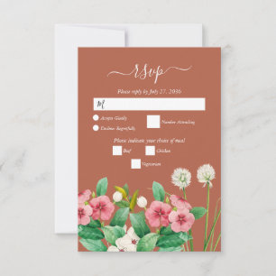 Tarjeta De Confirmación De Asistencia Flores silvestres Terracota Naranja Vinca Boda