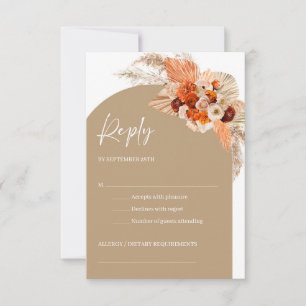 Tarjeta De Confirmación De Asistencia Flores tropicales naranjas quemadas arco de barro