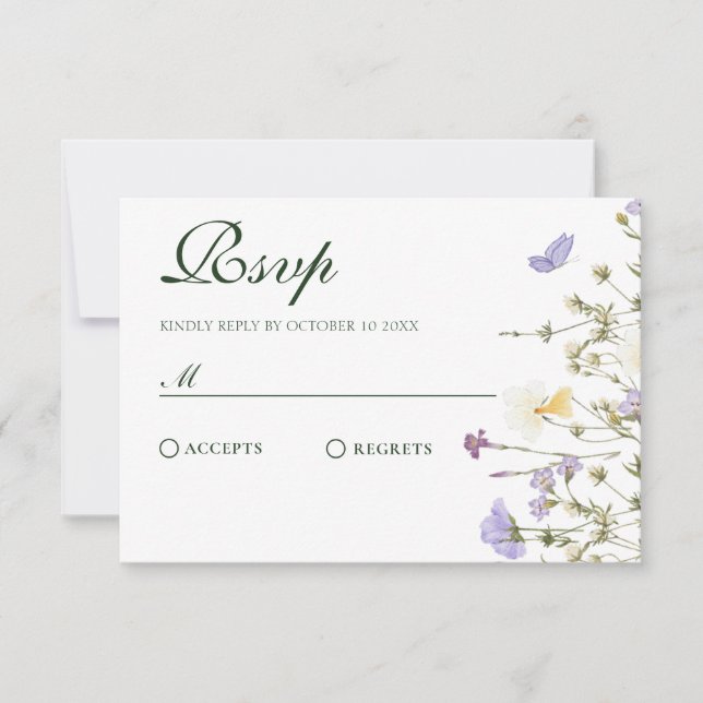 Tarjeta De Confirmación De Asistencia Flores violetas rusas (Anverso)