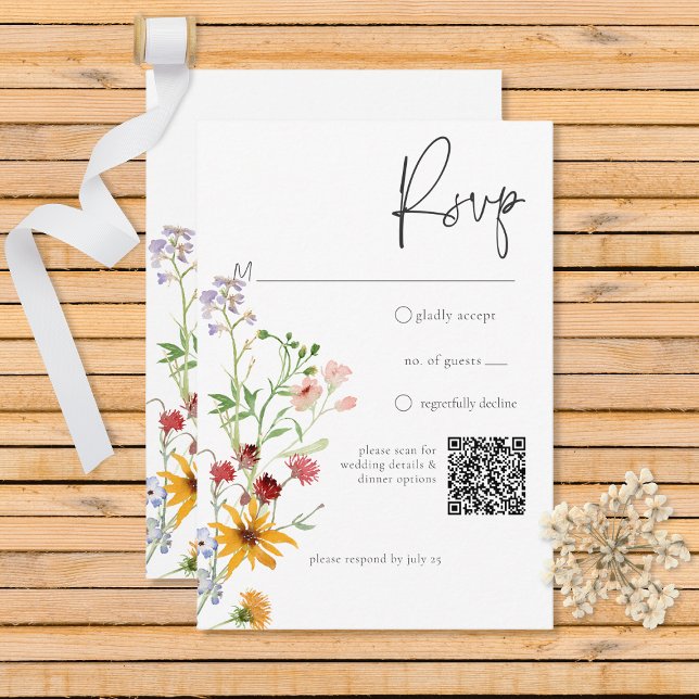 Tarjeta De Confirmación De Asistencia Flores y girasoles de verano rústicos (Subido por el creador)