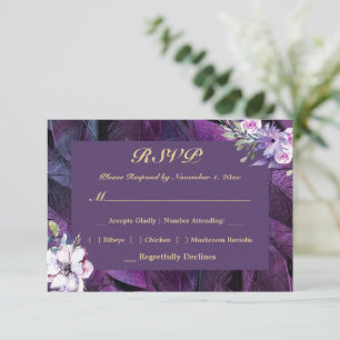 Tarjeta De Confirmación De Asistencia Flores y plumas elegantes
