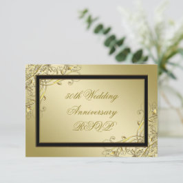 Tarjeta De Confirmación De Asistencia Flourish Gold 50º Aniversario de Boda