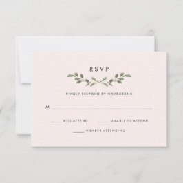 Tarjeta De Confirmación De Asistencia Foliage minimalista | Boda Rosa Rubor