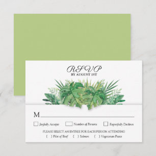 Tarjeta De Confirmación De Asistencia Foliage Tropical Boda Botánico