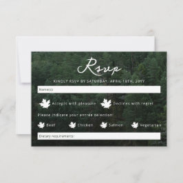 Tarjeta De Confirmación De Asistencia Fondo de foto de bosque verde rústico para boda